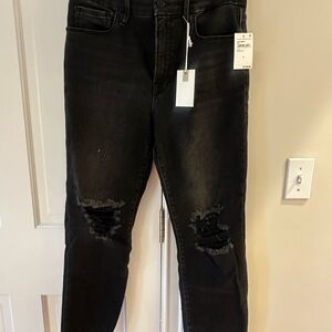 Good American Black Distressed Jeans- NWT